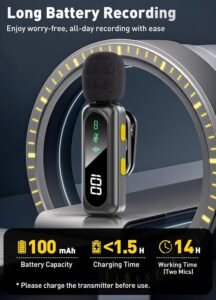 Purchase VELOMAX Mic for YouTube Wi-fi, Noise Discount Magnetic Clip Wi-fi Microphone with LED Indicator and Battery Show for Video Recording Creators (Single Mic) - Greatest Value India | AskMeFlash - Image 7