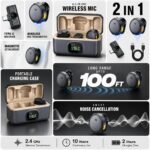 Purchase Fireshell Q8 Wi-fi Lavalier Microphone for iPhone, Android, Digital camera & Laptop computer | Twin Wi-fi Collar Mic with Charging Case, AI Noise Cancellation, Plug & Play for YouTube, Podcast & Vlogging - Finest Value India | AskMeFlash - Image 2