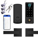 Purchase BEBASIA Good Fingerprint Door Lock with Deal with Set, Full App Management, Keyless Entry, Black Entrance Door Lock Set – Finest Value India | AskMeFlash
