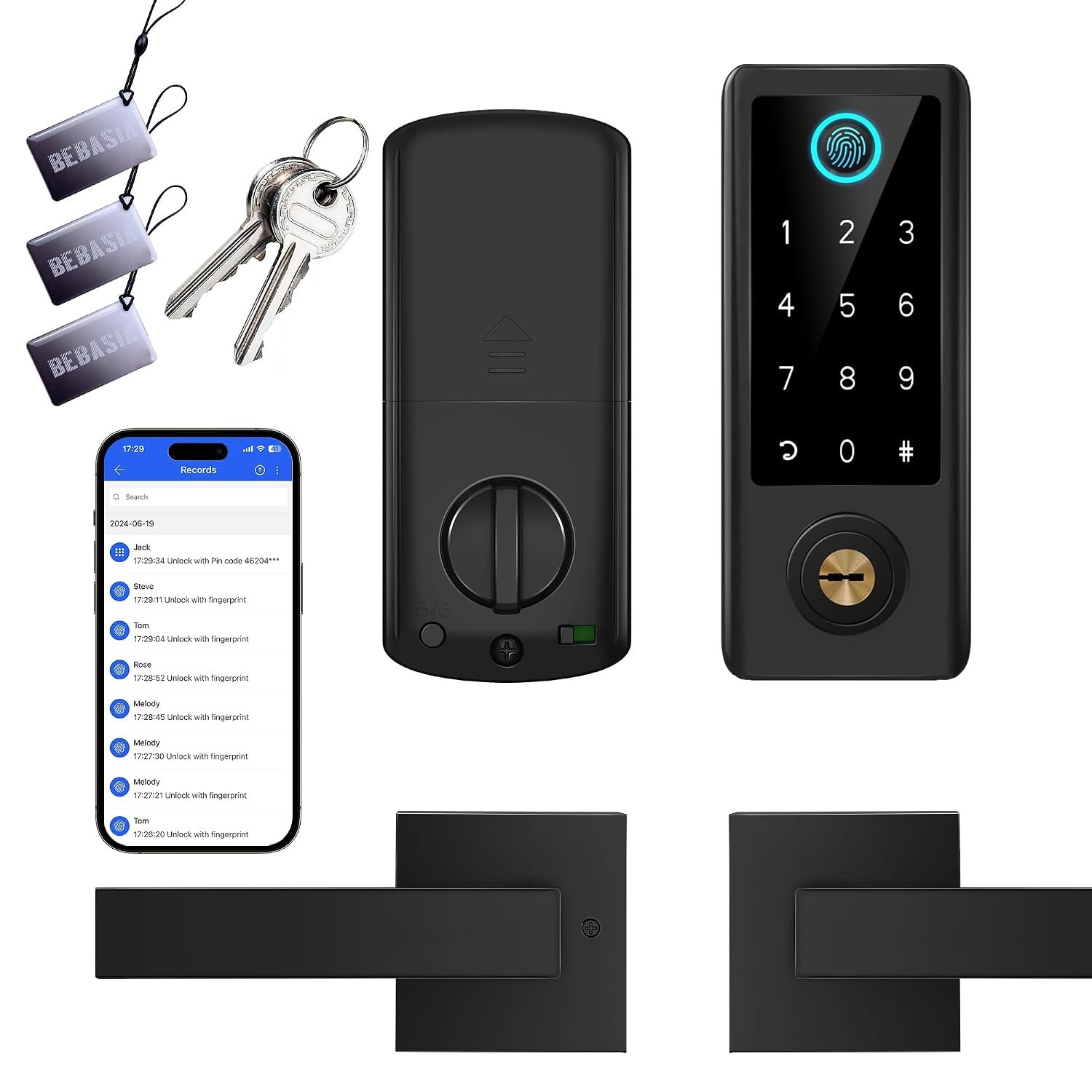 Purchase BEBASIA Good Fingerprint Door Lock with Deal with Set, Full App Management, Keyless Entry, Black Entrance Door Lock Set – Finest Value India | AskMeFlash Purchase BEBASIA Good Fingerprint Door Lock with Deal with Set, Full App Management, Keyless Entry, Black Entrance Door Lock Set – Finest Value India | AskMeFlash