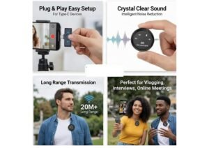 Purchase Wi-fi Lavalier Microphone with USB Sort-C Receiver, ENC Noise Discount, Twin Clip-On Mic, Charging Case, Plug & Play for Android - Finest Value India | AskMeFlash - Image 2