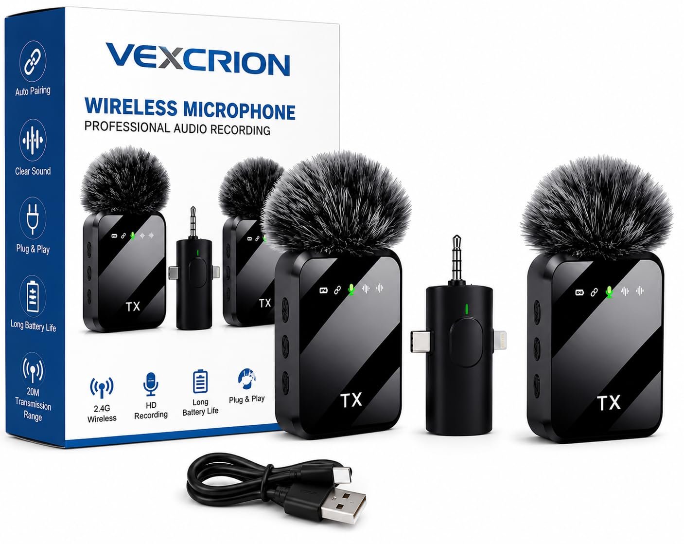Purchase Wi-fi Lavalier Microphone with Twin Transmitters, USB Sort-C & 3.5mm Receiver, ENC Noise Discount, Clip-On Mic for Android Recording – Greatest Value India | AskMeFlash Purchase Wi-fi Lavalier Microphone with Twin Transmitters, USB Sort-C & 3.5mm Receiver, ENC Noise Discount, Clip-On Mic for Android Recording – Greatest Value India | AskMeFlash