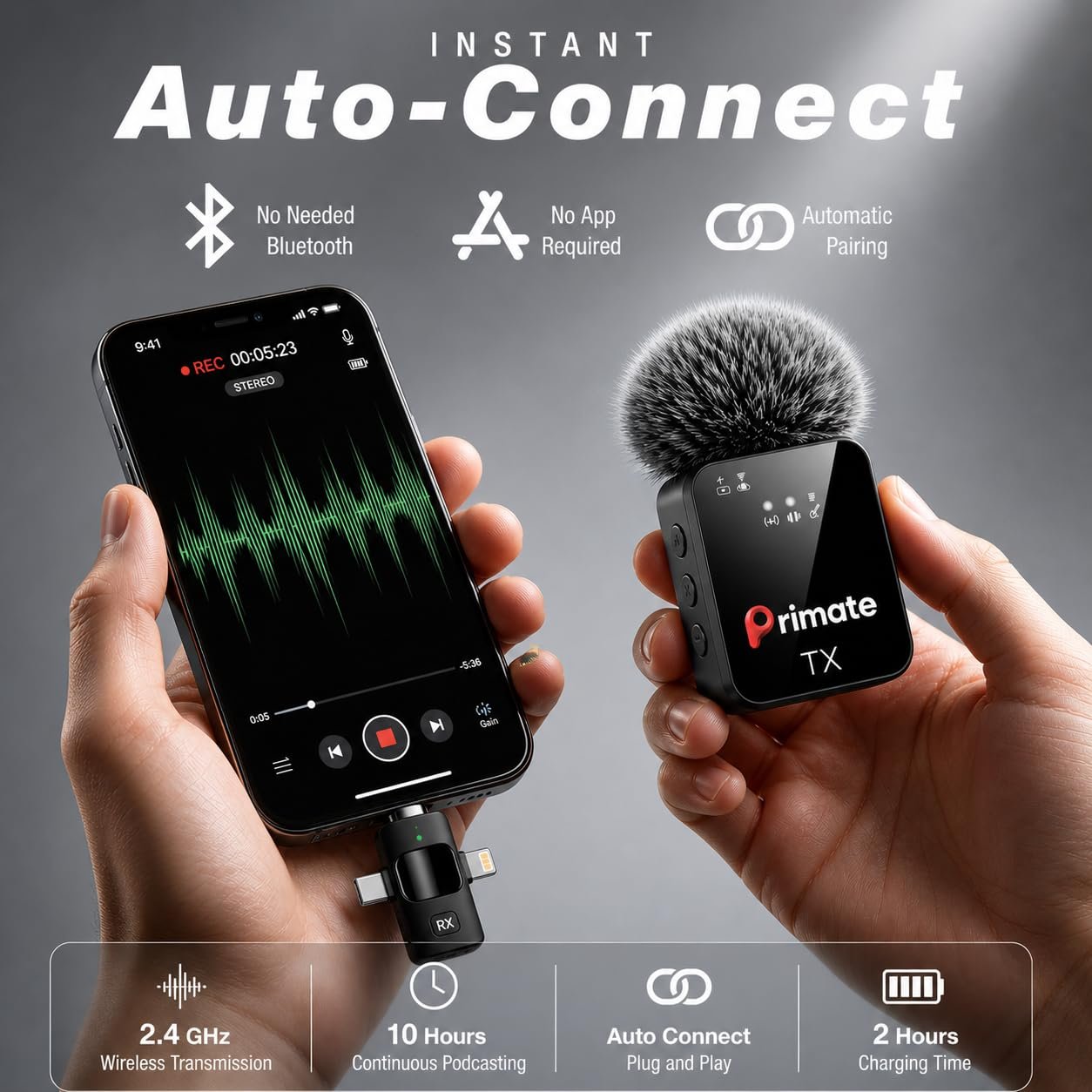 Purchase Primate 3-in-1 Wi-fi Noise Discount Microphone for Smartphone & Digital camera | 164ft Vary, 20 Hours Battery Life | Perfect for YouTube, Vlogging & Interviews - Finest Worth India | AskMeFlash - Image 5