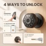 Purchase Golens Aura Compact Good Fingerprint Door Lock with Bluetooth App Entry, RFID Card, PIN & Mechanical Key Unlock, Minimal Keyless Digital Deadbolt for Wood & Metal Doorways, Matches 35-60mm Thickness - Finest Worth India | AskMeFlash - Image 2
