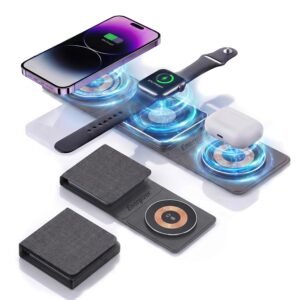 Purchase Energizer 3-in-1 Wi-fi Charging Dock Stand, 15W Magnetic Quick Charger, Foldable Transportable Journey Pad with Constructed-in Safety for iPhone 17/16/15/14/13/12, AirPods, Earbuds & Smartwatch – Greatest Worth India | AskMeFlash