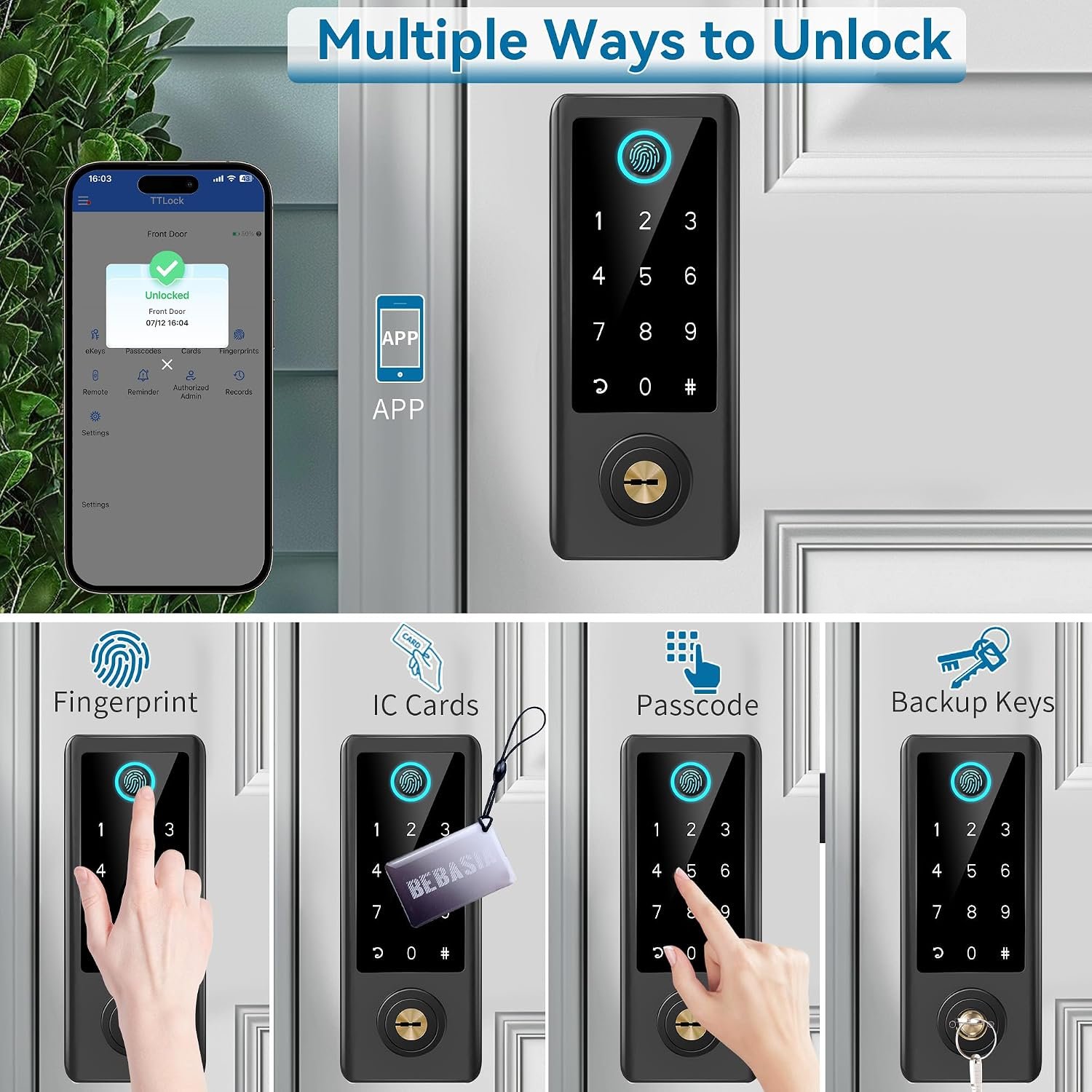 Purchase BEBASIA Good Fingerprint Door Lock with Deal with Set, Full App Management, Keyless Entry, Black Entrance Door Lock Set - Finest Value India | AskMeFlash - Image 3