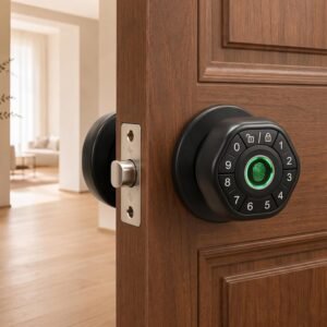 Purchase Golens Aura Compact Good Fingerprint Door Lock with Bluetooth App Entry, RFID Card, PIN & Mechanical Key Unlock, Minimal Keyless Digital Deadbolt for Wood & Metal Doorways, Matches 35-60mm Thickness – Finest Worth India | AskMeFlash