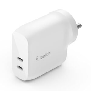 Purchase Belkin 40W (20W + 20W) Two Ports USB -C PD Wall Charger | Quick Charging for iPhone 17, Air, Professional, Professional Max, Samsung Galaxy S25, Google Pixel 10, iPad, AirPods, & Extra | 2 Years Guarantee, White – Finest Worth India | AskMeFlash
