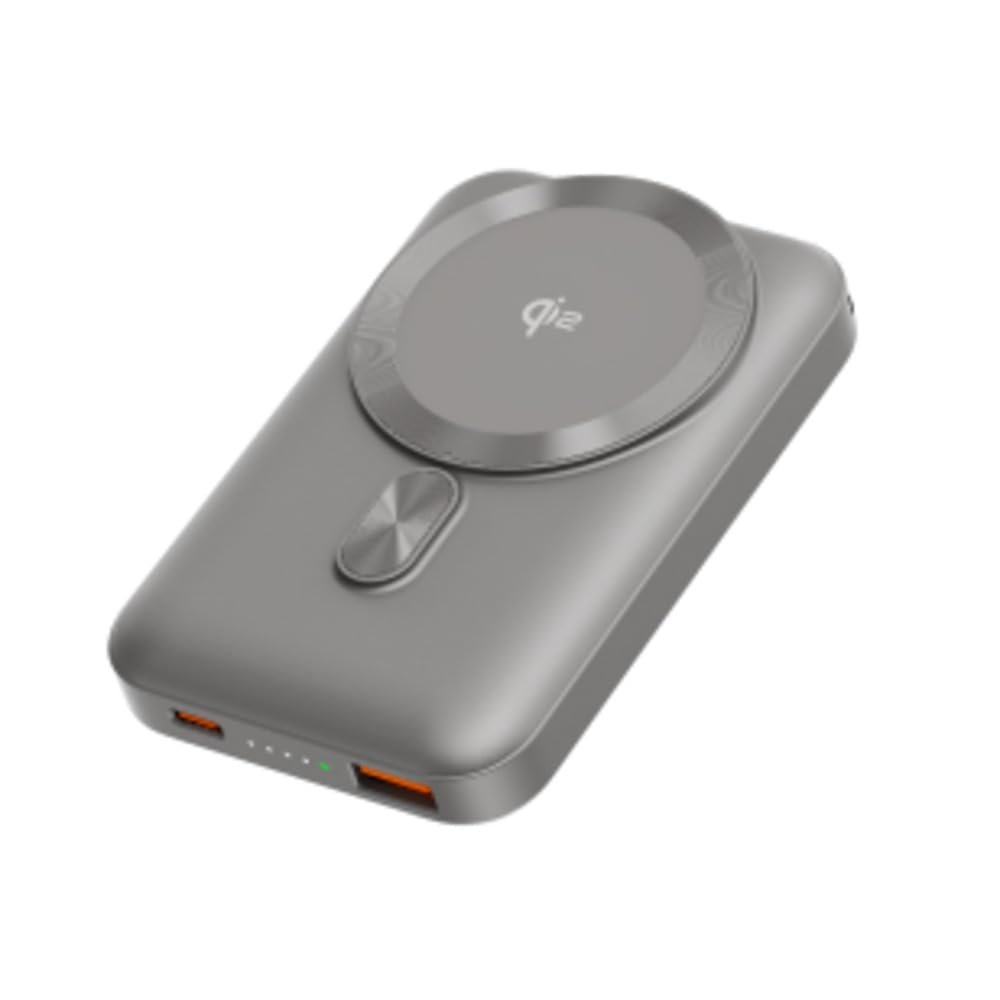 Purchase Ambrane [New & Faster] Qi2 & MagSafe Wi-fi 10000mAh Powerbank, Improved 15W Sooner Wi-fi Charging, 22.5W Wired Output, Qi2 Licensed, Quick Charging, 22.5W Output, for iPhone (Snap 2, Titanium) – Finest Value India | AskMeFlash