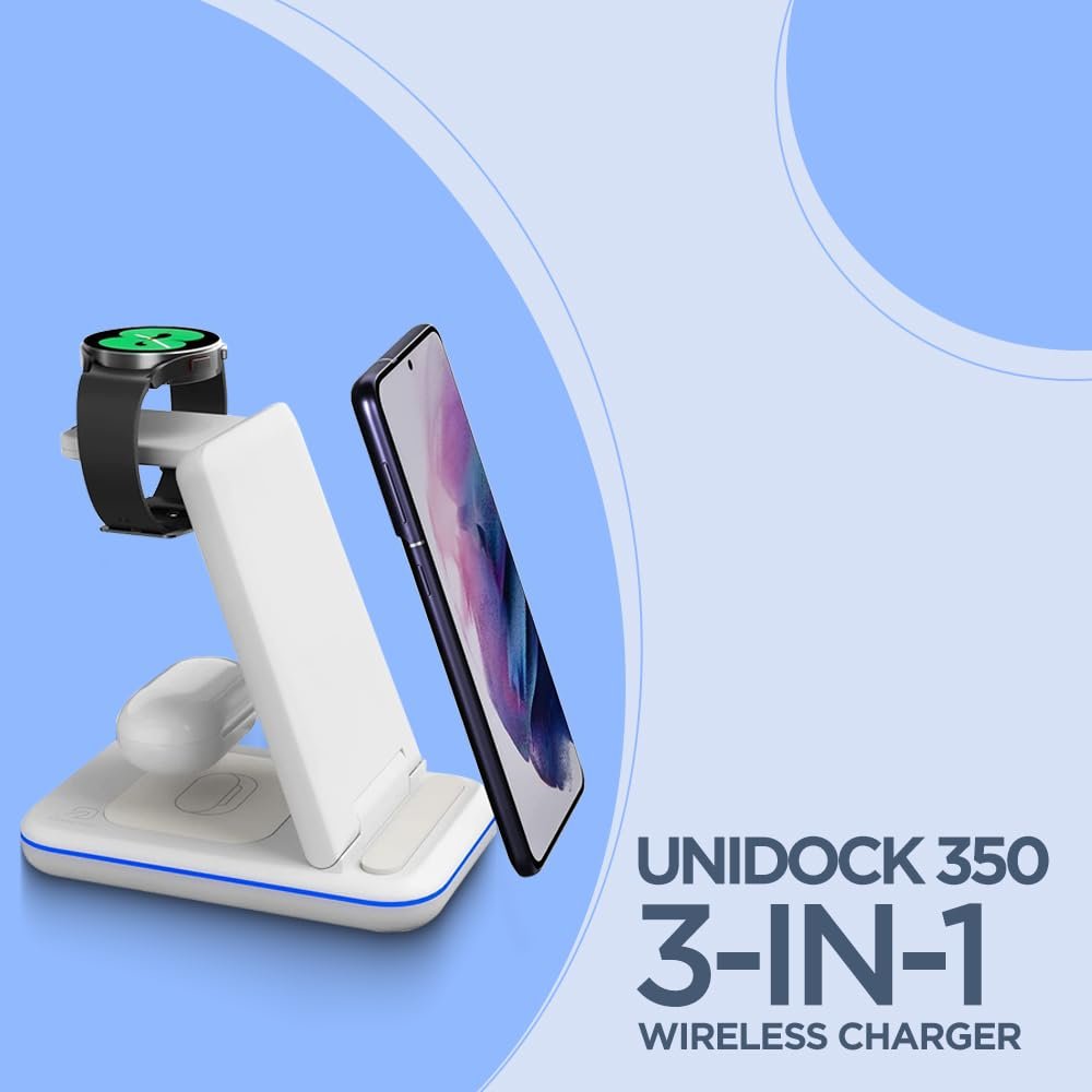 Purchase UNIGEN UNIDOCK 350 | 15W Foldable Quick Wi-fi Charging Station | Suitable with All Wi-fi Charging Smartphones, Galaxy Watch 5/4/3/Lively 2 & Buds (White) - Greatest Worth India | AskMeFlash - Image 2