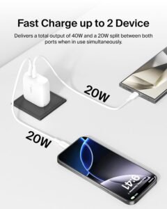 Purchase Belkin 40W (20W + 20W) Two Ports USB -C PD Wall Charger | Quick Charging for iPhone 17, Air, Professional, Professional Max, Samsung Galaxy S25, Google Pixel 10, iPad, AirPods, & Extra | 2 Years Guarantee, White - Finest Worth India | AskMeFlash - Image 4