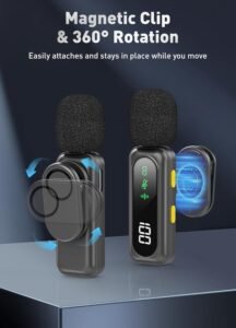 Purchase VELOMAX Mic for YouTube Wi-fi, Noise Discount Magnetic Clip Wi-fi Microphone with LED Indicator and Battery Show for Video Recording Creators (Twin Mic) - Finest Worth India | AskMeFlash - Image 4