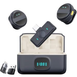 Purchase FXS COLLAR MIC 2 Pcs Wi-fi Lavalier Microphone for 1Phone Vlogging Included Charging Case & Jack Adapter, Noise Discount Plug-Play Clip on Lapel Mic for Vlogging,Youtuber,Video ,Dwell Streaming – Greatest Value India | AskMeFlash