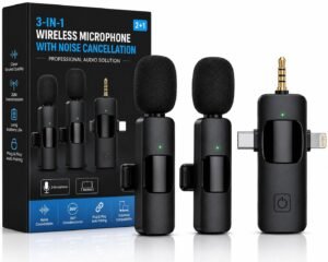 Purchase 3-in-1 Wi-fi Lavalier Microphone with Noise Cancellation, Twin Microphones + 3-in-1 Receiver, Kind-C/Lightning/3.5mm, Plug & Play for iPhone, Android, Digital camera, Laptop computer, YouTube, Vlog & Reside Streaming – Greatest Worth India | AskMeFlash