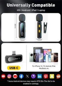 Purchase VELOMAX Mic for YouTube Wi-fi, Noise Discount Magnetic Clip Wi-fi Microphone with LED Indicator and Battery Show for Video Recording Creators (Twin Mic) - Finest Worth India | AskMeFlash - Image 8