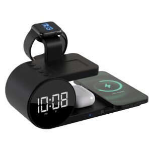 Purchase Portronics Freedom 6 15W Wi-fi Charger with 6-in-1 Perform, Earbuds & Watch Wi-fi Charging, Digital Clock with Alarm, Suitable with iPhones/Samsung Smartphone Collection, Assist Quick Charging – Finest Value India | AskMeFlash
