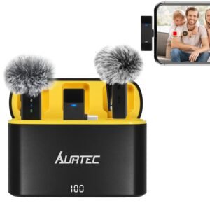 Purchase AURTEC Wi-fi Lavalier Microphone with Charging Case for Kind C/USB C Telephones, Set of two, Plug & Play, 100 Ft Vary, Noise Cancellation and Giant Battery – Greatest Value India | AskMeFlash