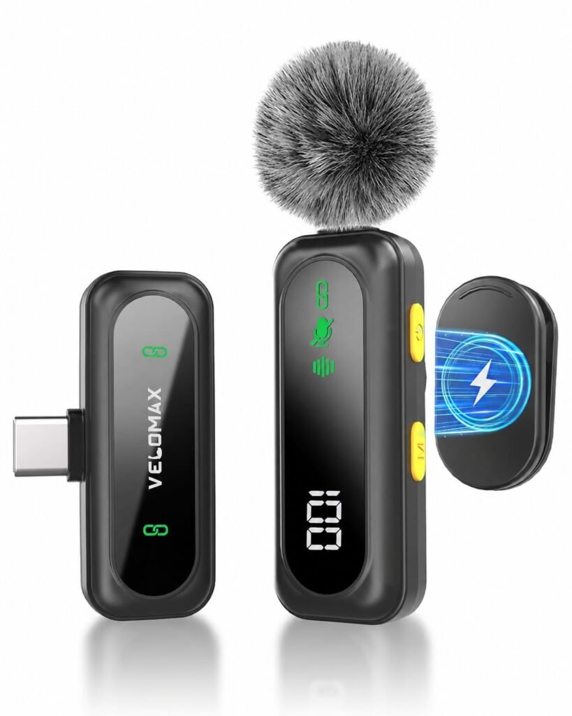 Purchase VELOMAX Mic for YouTube Wi-fi, Noise Discount Magnetic Clip Wi-fi Microphone with LED Indicator and Battery Show for Video Recording Creators (Single) – Greatest Worth India | AskMeFlash