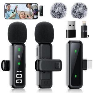 Purchase Wi-fi Mini Microphone for iPhone – 2 Pack Lavalier Clip-on Bluetooth Microphone for Video Recording, 2 in 1 Noise Cancellation Lapel Mic for iPad, Android Gadgets, PC – Finest Value India | AskMeFlash