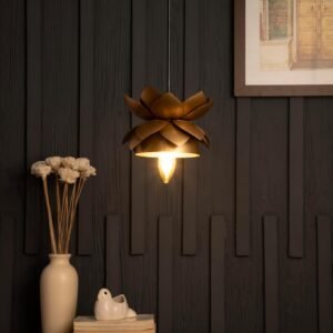 Purchase Lotus Pendant Mild | Premium Metallic Hanging Lamp with E27 Holder | LED Suitable Ceiling Mild for Eating, Kitchen & Entryway (Gold) – Greatest Worth India | AskMeFlash