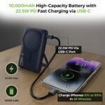 Purchase UltraProlink 10000mAh Magnetic Wi-fi Energy Financial institution | 15W Magnetic Wi-fi Charging | 22.5W PD Quick Charging | Stand & Battery LED Show | USB-C in-Out | Made in India | UM1336 | Blue - Finest Value India | AskMeFlash - Image 2