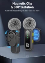 Purchase VELOMAX Mic for YouTube Wi-fi, Noise Discount Magnetic Clip Wi-fi Microphone with LED Indicator and Battery Show for Video Recording Creators (Single) - Greatest Worth India | AskMeFlash - Image 2