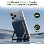 Purchase UltraProlink 10000mAh Magnetic Wi-fi Energy Financial institution | 15W Magnetic Wi-fi Charging | 22.5W PD Quick Charging | Stand & Battery LED Show | USB-C in-Out | Made in India | UM1336 | Blue - Finest Value India | AskMeFlash - Image 6