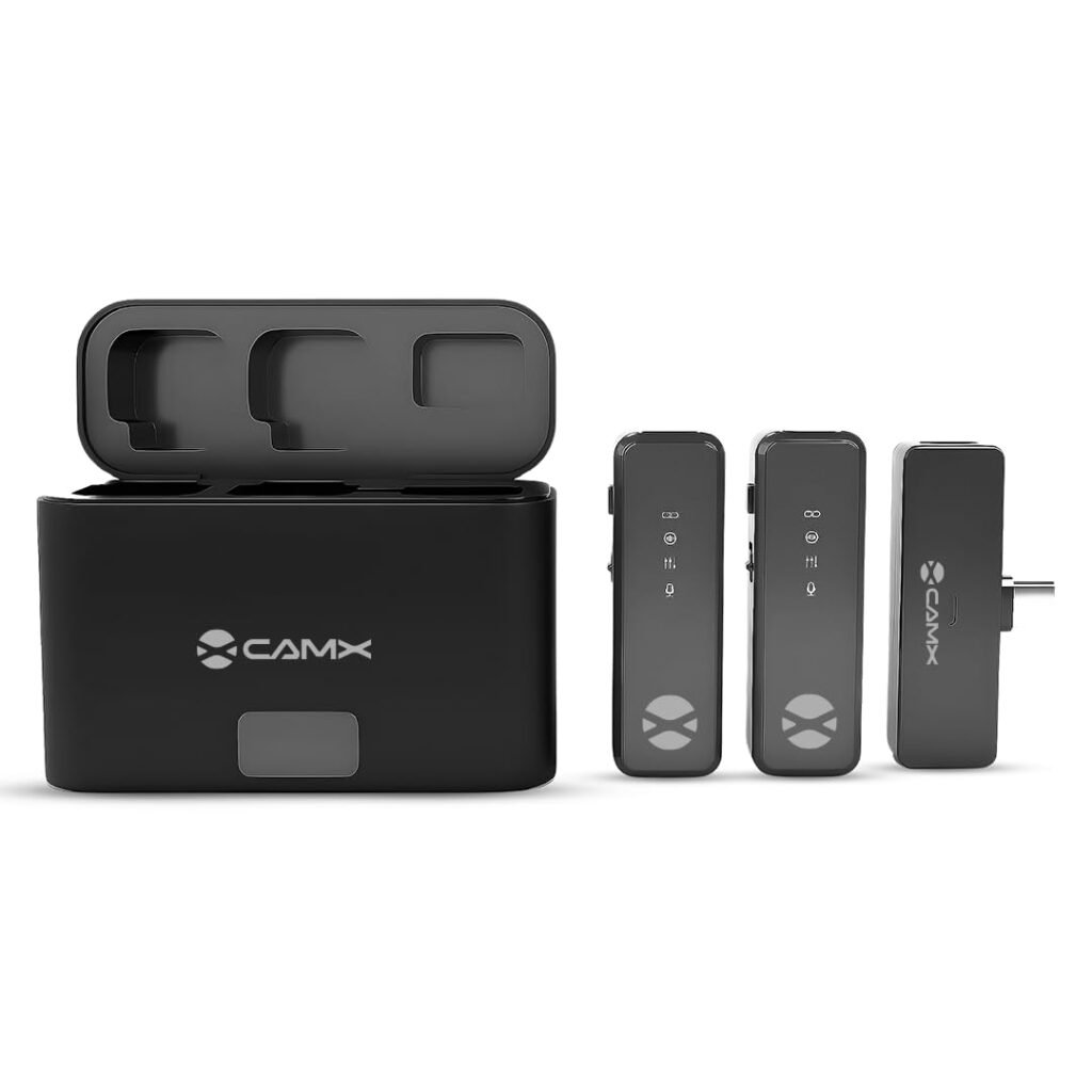 Purchase CAM-X AM-02 Twin Wi-fi Lavalier Mic with 60m Vary, USB-C Receiver, 600mAh Charging Case, Noise Discount Modes for Smartphones, Tablets, Laptops – Finest Value India | AskMeFlash