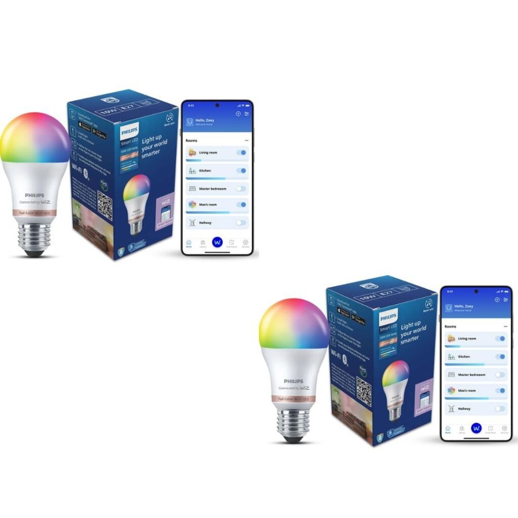 Purchase PHILIPS WiZ 10W E27 Wi-Fi & Bluetooth LED Sensible Bulb with Music Sync, Suitable with Amazon Alexa & Google Assistant, 16 Million Colors & Movement Sensing Know-how | Pack of two – Greatest Worth India | AskMeFlash