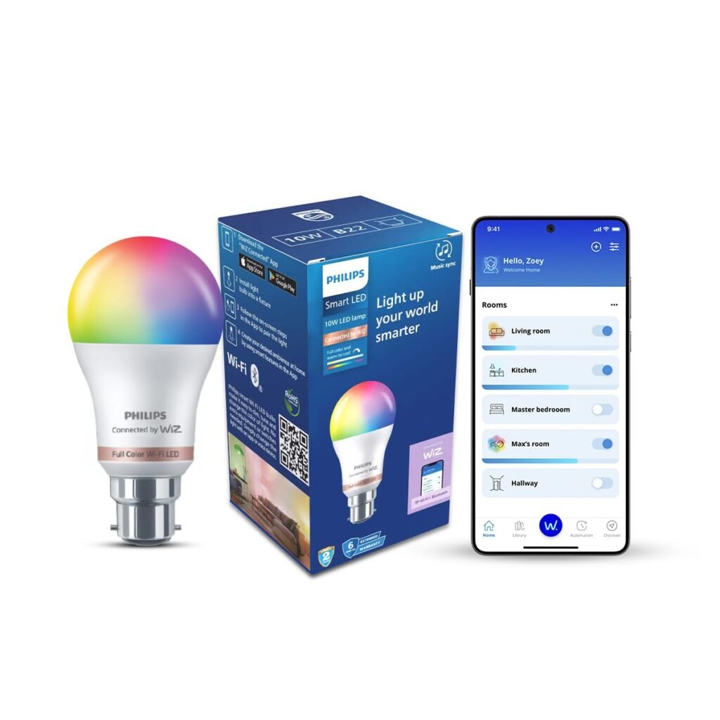 Purchase PHILIPS WiZ 10W B22 Wi-Fi & Bluetooth LED Sensible Bulb with Music Sync, Appropriate with Amazon Alexa & Google Assistant, 16 Million Colors & Movement Sensing Know-how | Pack of 1 – Greatest Worth India | AskMeFlash