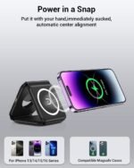 Purchase Magnetic Wi-fi Charger 3 in 1 Foldable Charging Pad 15W Quick Charging Station Transportable Magnetic Charging Stand Appropriate - Finest Value India | AskMeFlash - Image 3
