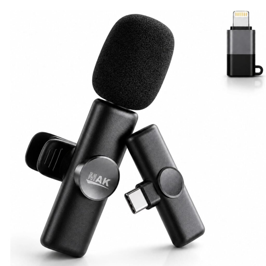 Purchase MAK Single Wi-fi Lavalier Microphone with Kind C Receiver & iOS Connector | Plug & Play Clip-On Mic for Vlogging, YouTube, Dwell Streaming, Podcast, Recording,Android, iPad & Tablets – Finest Worth India | AskMeFlash
