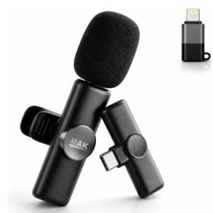 MAK MK-08 Single Wireless Lavalier Microphone – Type-C Receiver & iOS Connector, Plug-and-Play Clip-On Mic for Vlogging & Podcasts