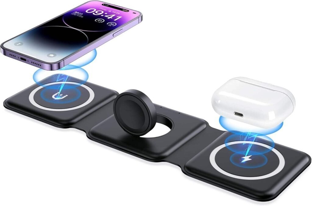 Purchase Magnetic Wi-fi Charger 3 in 1 Foldable Charging Pad 15W Quick Charging Station Transportable Magnetic Charging Stand Appropriate – Finest Value India | AskMeFlash