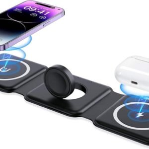 Purchase Magnetic Wi-fi Charger 3 in 1 Foldable Charging Pad 15W Quick Charging Station Transportable Magnetic Charging Stand Appropriate – Finest Value India | AskMeFlash