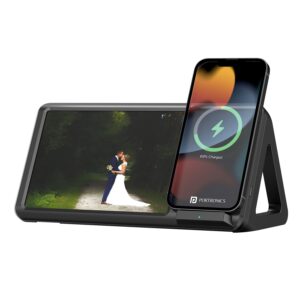 Portronics Freedom 5 15W Wireless Charger with Photo Frame – Stand for iPhone 12 & Above (Black)