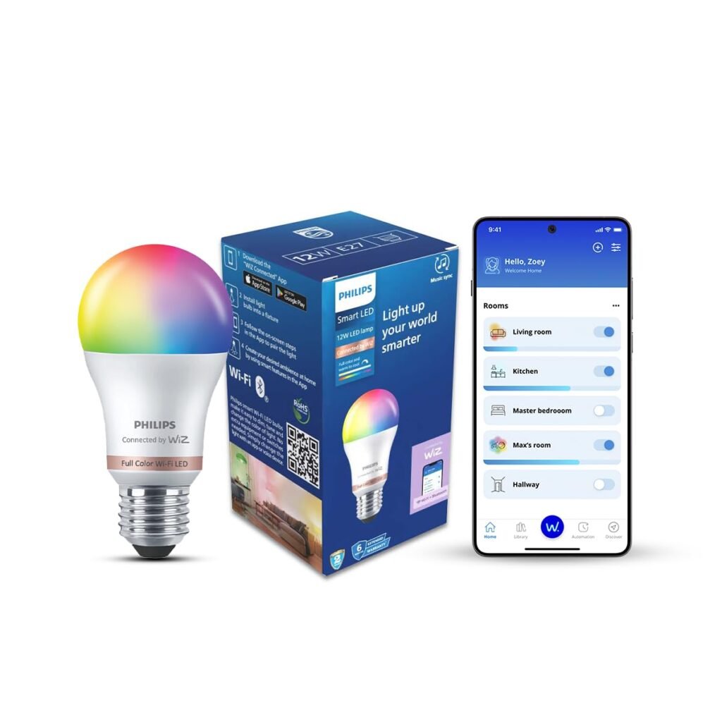 Purchase Philips Wiz Wi-Fi Enabled E27 12-Watt LED Sensible Bulb, Appropriate with Amazon Alexa and Google Assistant(16M Colors +Shades of White + Dimmable + Tunable), Pack of 1 – Greatest Worth India | AskMeFlash