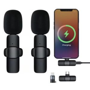 K9 Dual Wireless Microphone – Mini Clip-On Lavalier Mic with Type-C Receiver for Phones, Vlogging & Online Classes