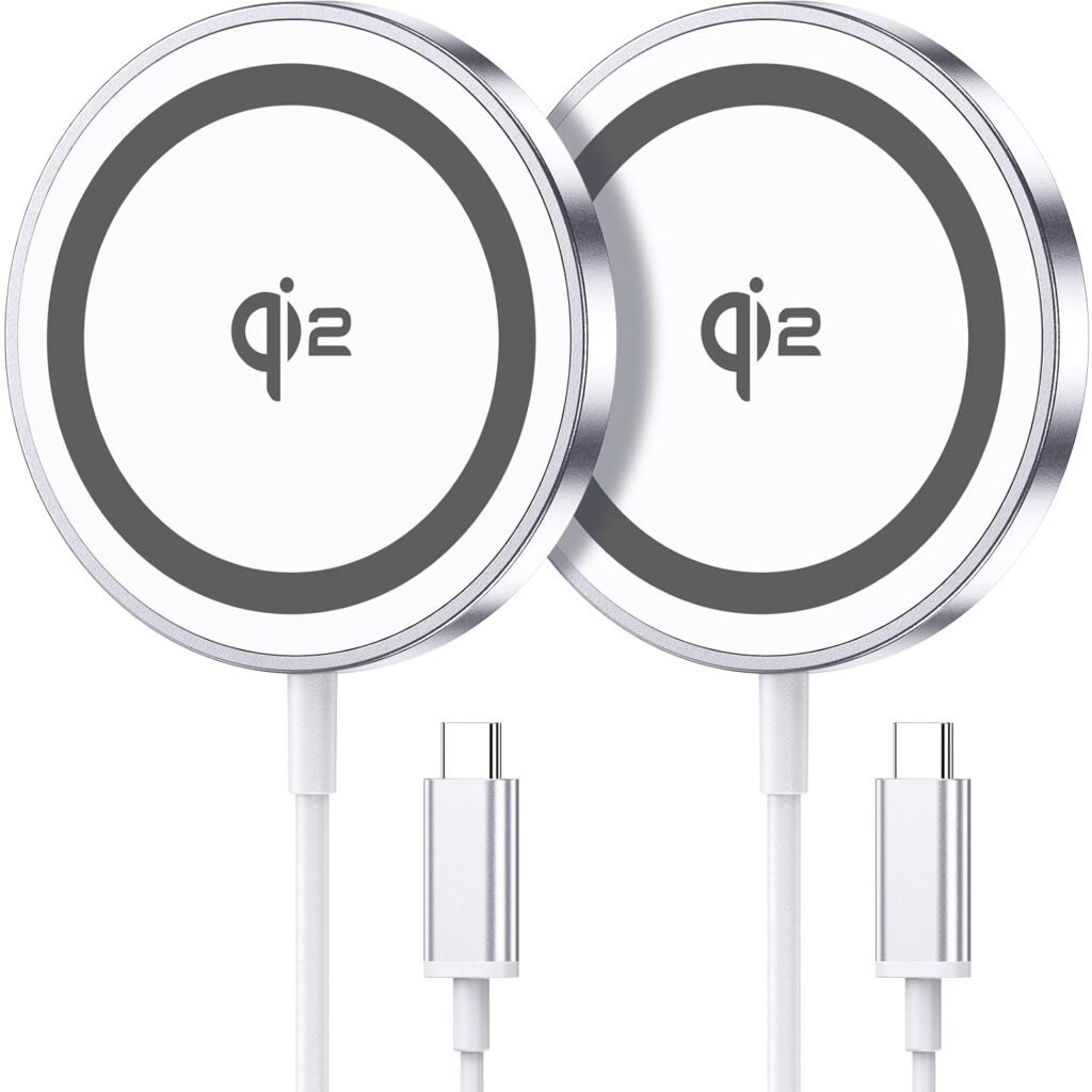 Purchase for Magazine-Protected Charger 2 Pack, 15W Quick Magnetic Wi-fi Charger, Qi2 Licensed Wi-fi Charging Pad for iPhone 17 16 15 14 13 12 Sequence, for Airpods Professional (No Adapter) – Finest Value India | AskMeFlash
