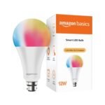 Amazon Basics 12W B22 Smart LED Bulb – 16M Colours, Wi-Fi & Bluetooth, Alexa & Google Assistant, Dimmable (Pack of 1)
