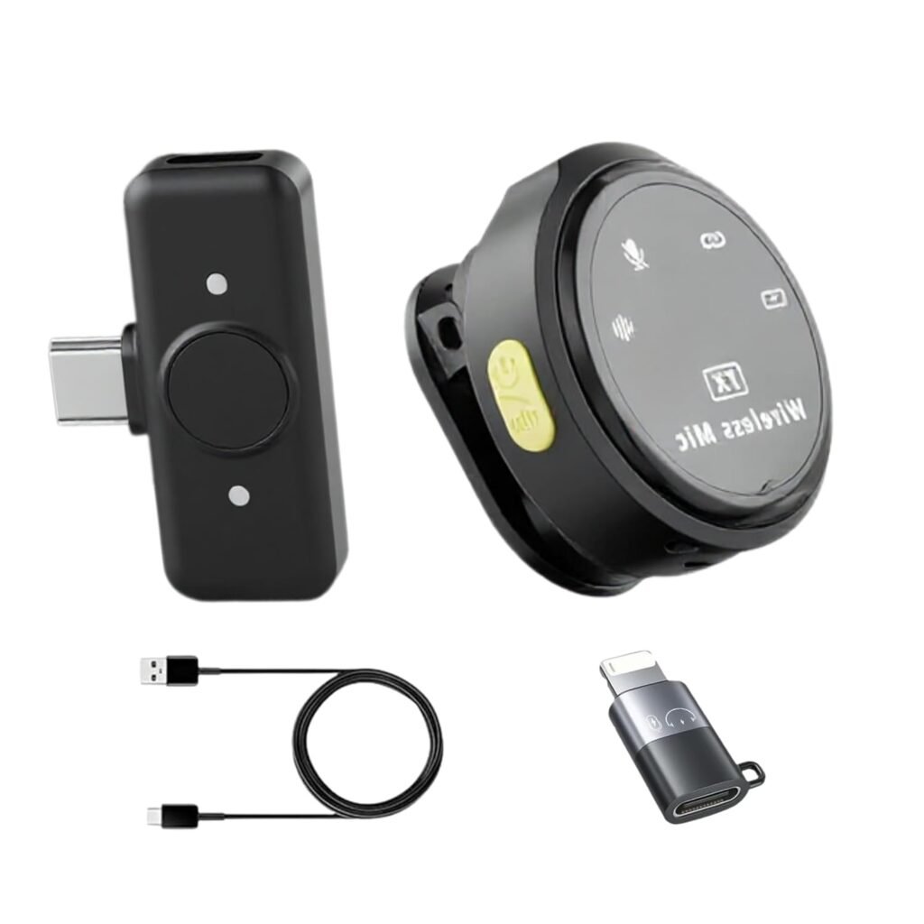 GADGETSWEAR Q8 Wireless Lavalier Microphone – Single Clip-On Mic with Noise Cancellation, Type-C & iOS Plug-and-Play