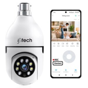 IFITech FTY HD Smart Wi-Fi Bulb CCTV Camera – Indoor 360° Pan & Tilt Home Security Camera, Supports up to 256GB microSD