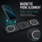 Purchase FASHINA 3 in 1 Wi-fi Charging Station – Foldable Magnetic Quick Charger Pad Suitable with iPhone, Watch & Earbuds | Moveable Journey Charging Dock Stand, 15W Wi-fi Charger (Black) - Greatest Worth India | AskMeFlash - Image 3