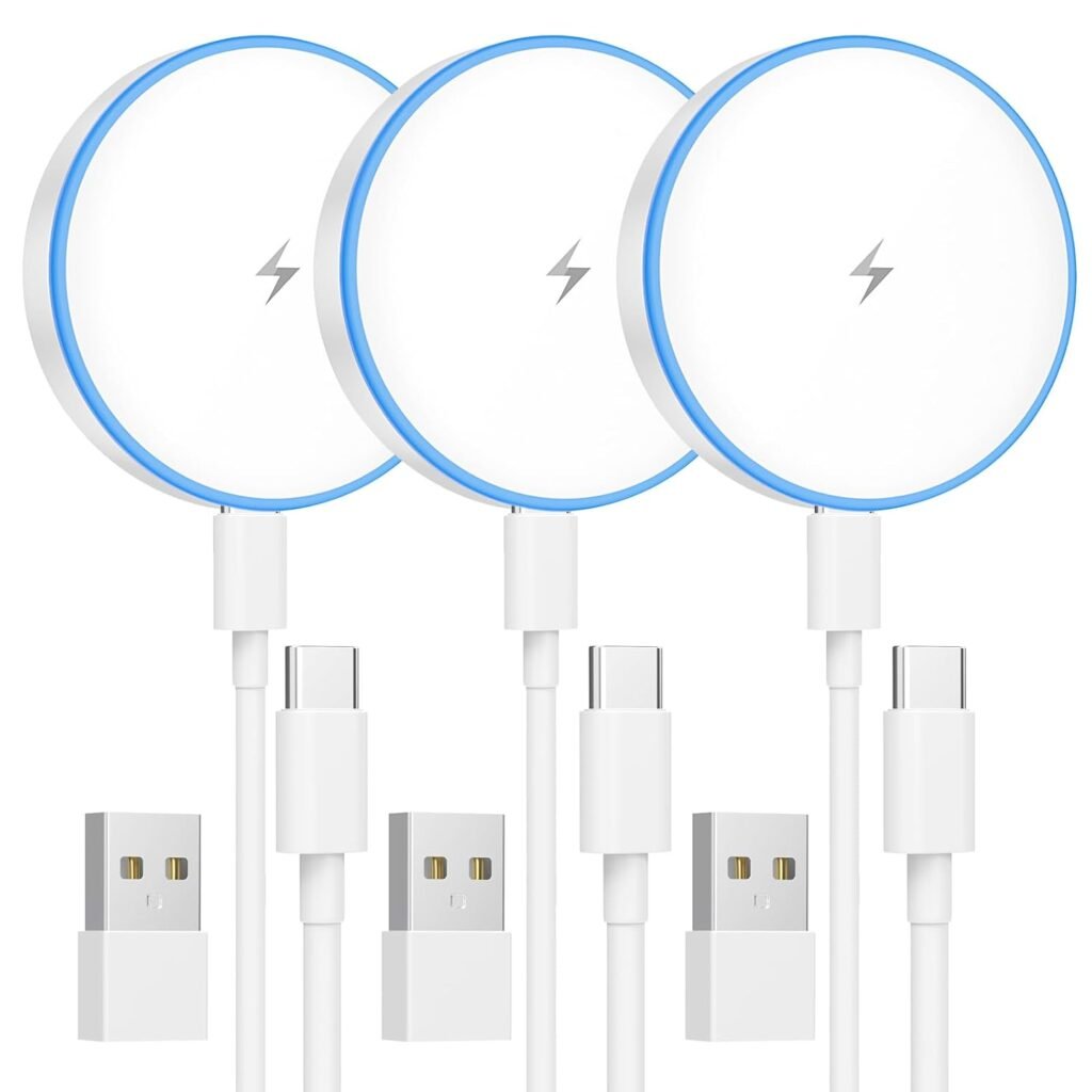 TNDAJI 3-Pack 15W Magnetic Wireless Charger Pads – Fast Charging for iPhone 12–17 Series & AirPods