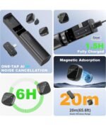 Fixser 2-in-1 Wireless Collar Mic – 2.4GHz Dual Lavalier with AI Noise Reduction, Magnetic Clips & USB-C Receiver - Image 3
