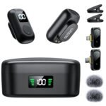 occiam QY88 Wireless Lavalier Microphone – Dual Mic Set with AI Noise Cancellation, 54H Charging Case, USB-C & Lightning Receivers