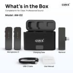 Purchase CAM-X AM-02 Twin Wi-fi Lavalier Mic with 60m Vary, USB-C Receiver, 600mAh Charging Case, Noise Discount Modes for Smartphones, Tablets, Laptops - Finest Value India | AskMeFlash - Image 3