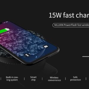 Nillkin PowerFlash 15W Fast Wireless Charger Pad – Qi Standard, Tempered Glass with Cooling Fan (Black)