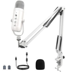 Purchase zealsound Gaming Condenser Microphone, Podcast Mic with Increase Arm for Telephone/PC/PS4/PS5, USB Microphone for Recording/YouTube/Streaming, Headphone Output, Mute Button, Echo Quantity Achieve Management (White) – Greatest Worth India | AskMeFlash