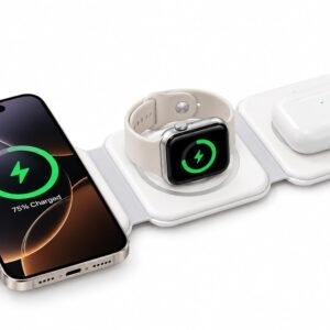 iEssentials Hub 15W Wireless Charging Station with Hidden Storage Box – Qi Charger for iPhone, Apple Watch & AirPods